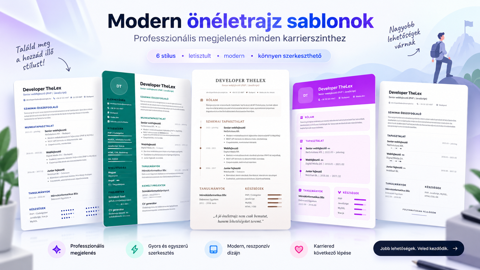 A CV generator modern önéletrajzsablonjai